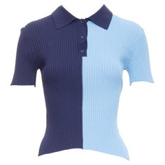 STAUD Brice blu a coste bicolore con spacchi laterali polo aderente M. I.