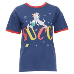 GUCCI KIDS The Jetsons Marineblaues Hunde-TShirt mit Logodruck und rotem Reißverschluss 12Yr