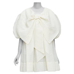 SIMONE ROCHA SCHWARZES Minikleid aus Cloque-Pullover mit cremefarbenem Vorderbogen UK6 XS