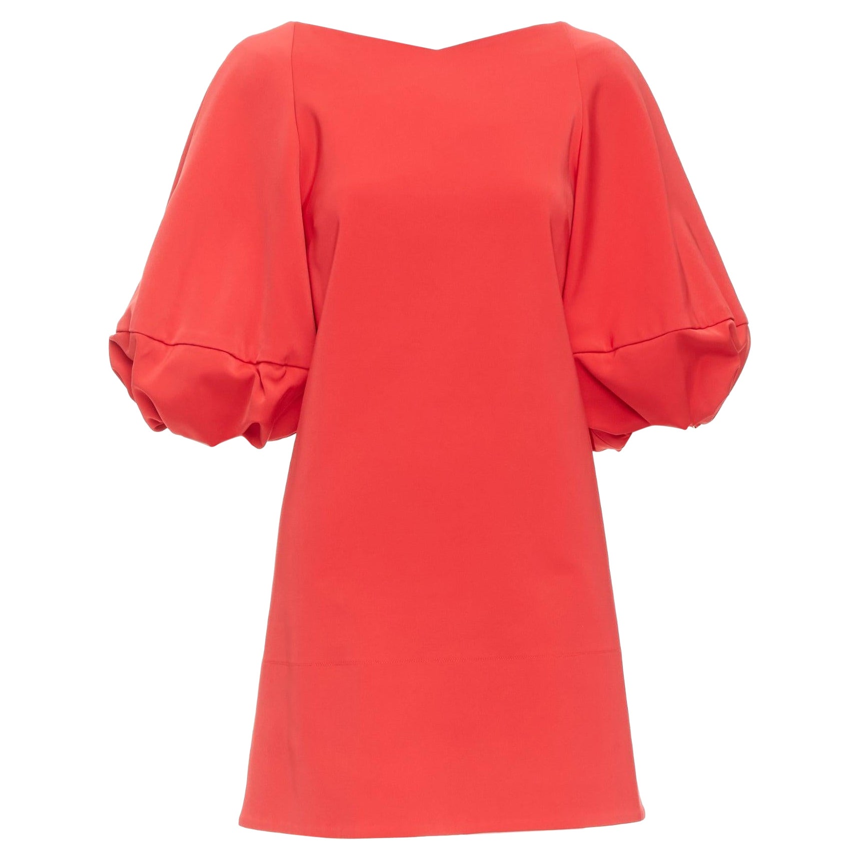 TIBI mini vestido satinado rojo de media manga con corte en V en la espalda US2 S en venta