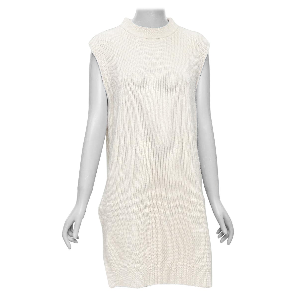 JIL SANDER beige algodón cachemira seda punto jersey vestido chaleco S en venta