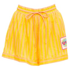 ZIMMERMANN yellow orange cotton voile striped logo boxer shorts US0 XS