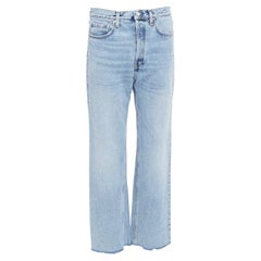 TOTEME Classic Cut mid blue washed wide leg frayed hem jeans 28"