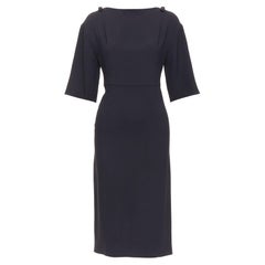VALENTINO 2020 black ribbon shoulder half sleeve shift dress IT36 XXS