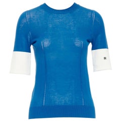 ROCHAS azul media manga puño crema logo R jersey transparente IT38 XS