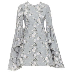 GIAMBATTISTA VALLI wool floral embroidery cascade bell sleeve dress IT38 XXS