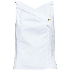 LOUIS VUITTON Marc Jacobs white cotton gold LV metal bow vest FR34 XS