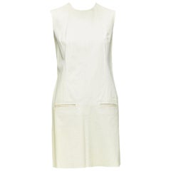 OLD CELINE Phoebe Philo cream kangaroo leather pocketed shift dress FR36 S