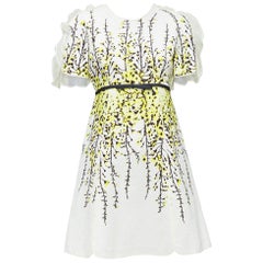 GIAMBATTISTA VALLI Cremegelbes geblümtes Jacquard-Flammenkleid IT40 XS