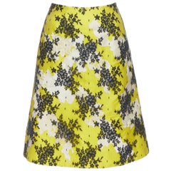 Erdem gonna midi Aline a vita alta in seta gialla con sovrapposizione di pizzo nero UK8 S