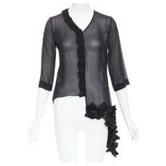 PEACHOO KREJBERG 10 CORSO COMO 100% silk black sheer blouse FR34 XS