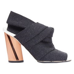 PROENZA SCHOULER grey wool felt bow metallic heel mules EU38