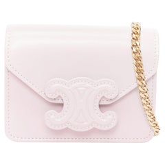 CELINE Triomphe lilac leather logo cardholder on chain crossbody bag