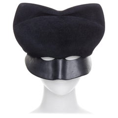 IRENE black wool cat eye cut out cat eye masquerade fascinator hat