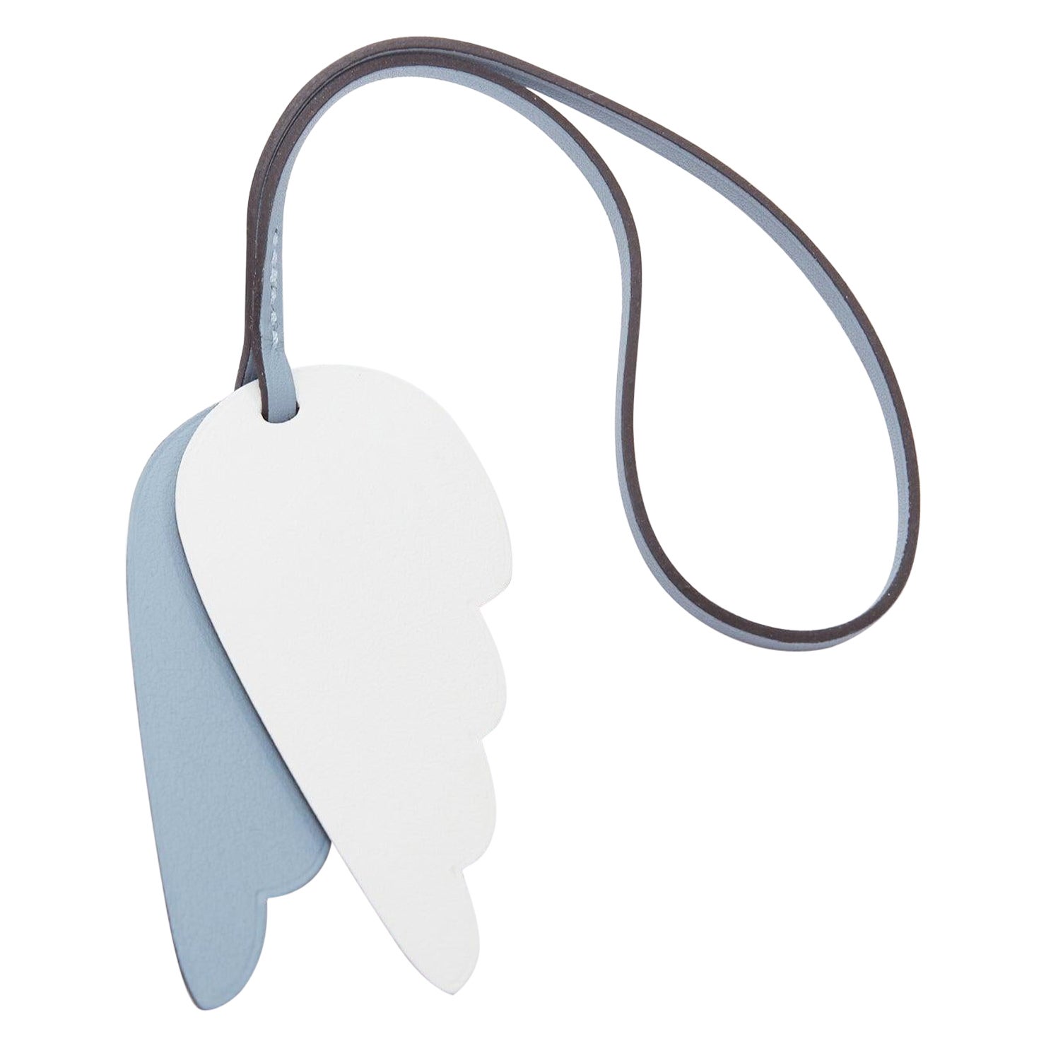 HERMES Pegasus blue white wing leather bag charm