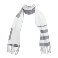 HERMES 100% cashmere abstract horse head fringe wool scarf