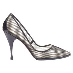CHRISTIAN LOUBOUTIN Follies Resille black net mesh stiletto heels pump EU37.5