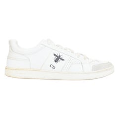 DIOR D Bee cuero blanco CD logo gris ante ribete zapatillas EU36.5