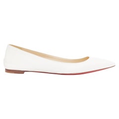 CHRISTIAN LOUBOUTIN off white leather point toe flat shoes EU37.5