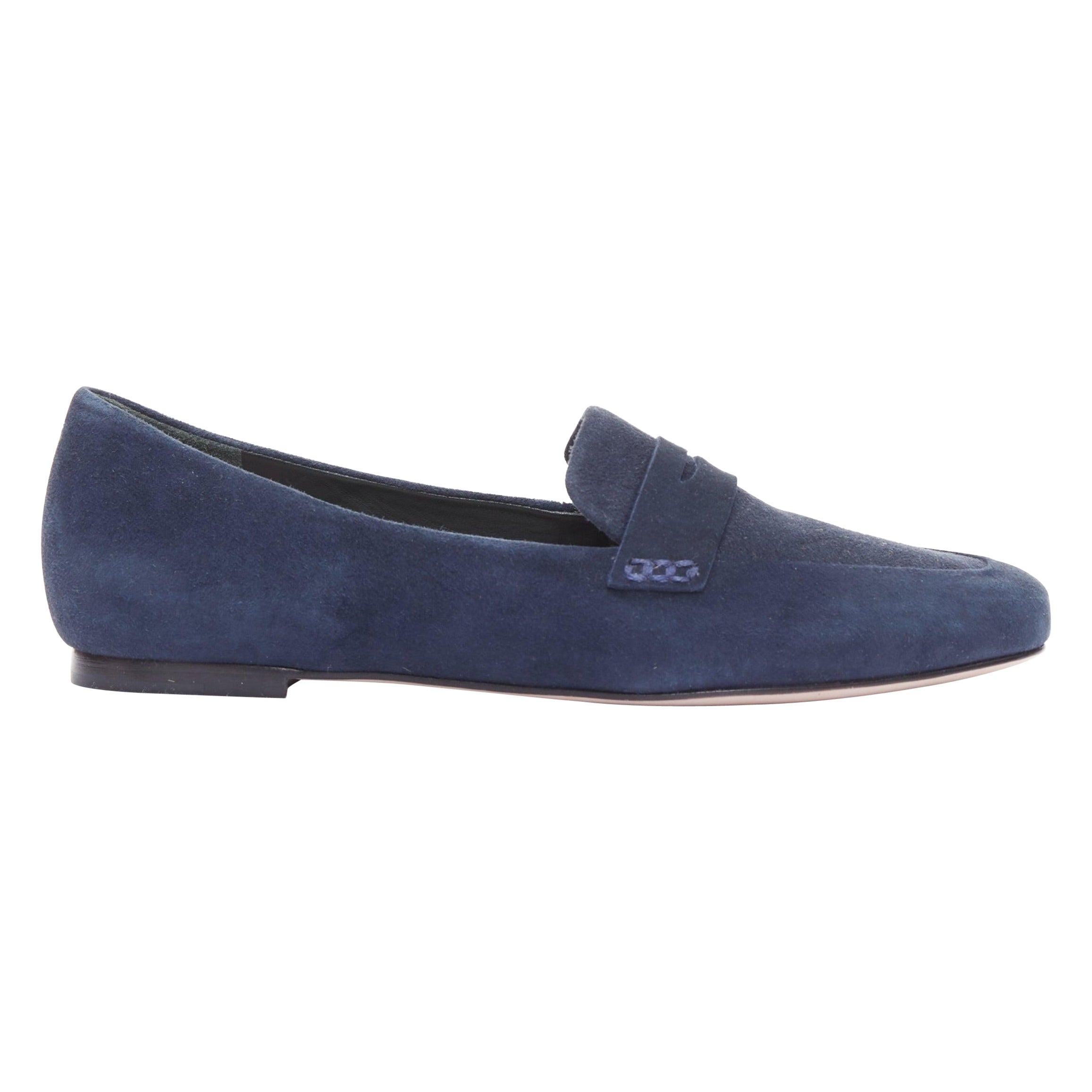 PORTE PAIRE mocassins classiques minimaux en cuir velours marine EU36