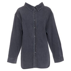 BALENCIAGA Demna 2017 chemise surdimensionnée en denim noir délavé à col oscillant FR34 XS