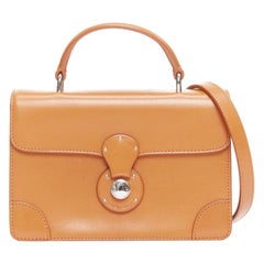 RALPH LAUREN Ricky tan leather silver hardware top handle crossbody satchel bag