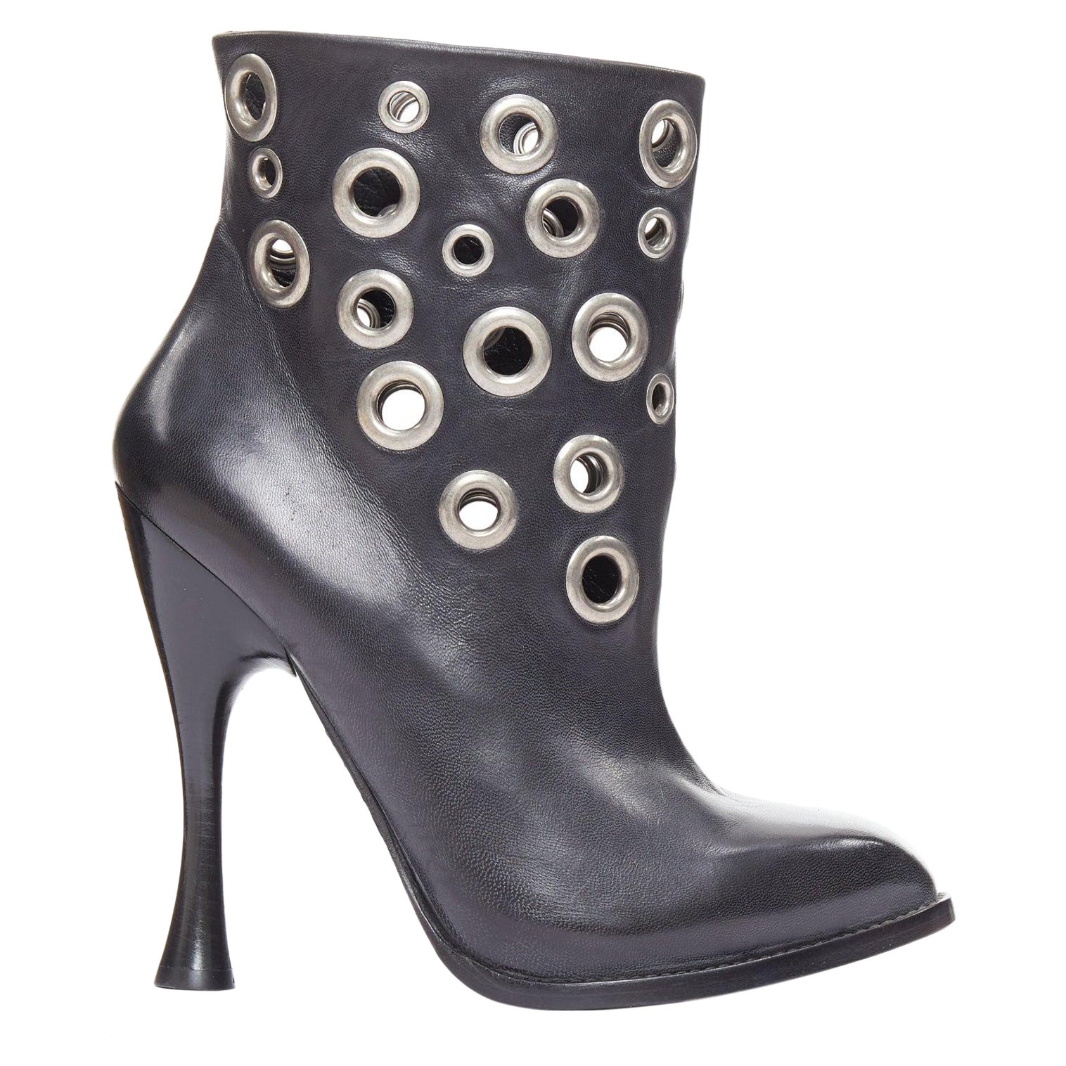 raro ALEXANDER MCQUEEN botines piratas de carrete con tachuelas y ojales negros EU39