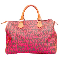 LOUIS VUITTON Stephen Sprouse Speedy 30 neon pink graffiti top handle bag