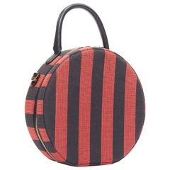 MANSUR GAVRIEL Circle black red striped fabric leather trim crossbody bag