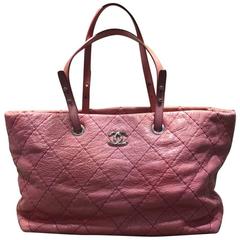 Chanel Pink Quilted Calfskin Leather Tote Bag