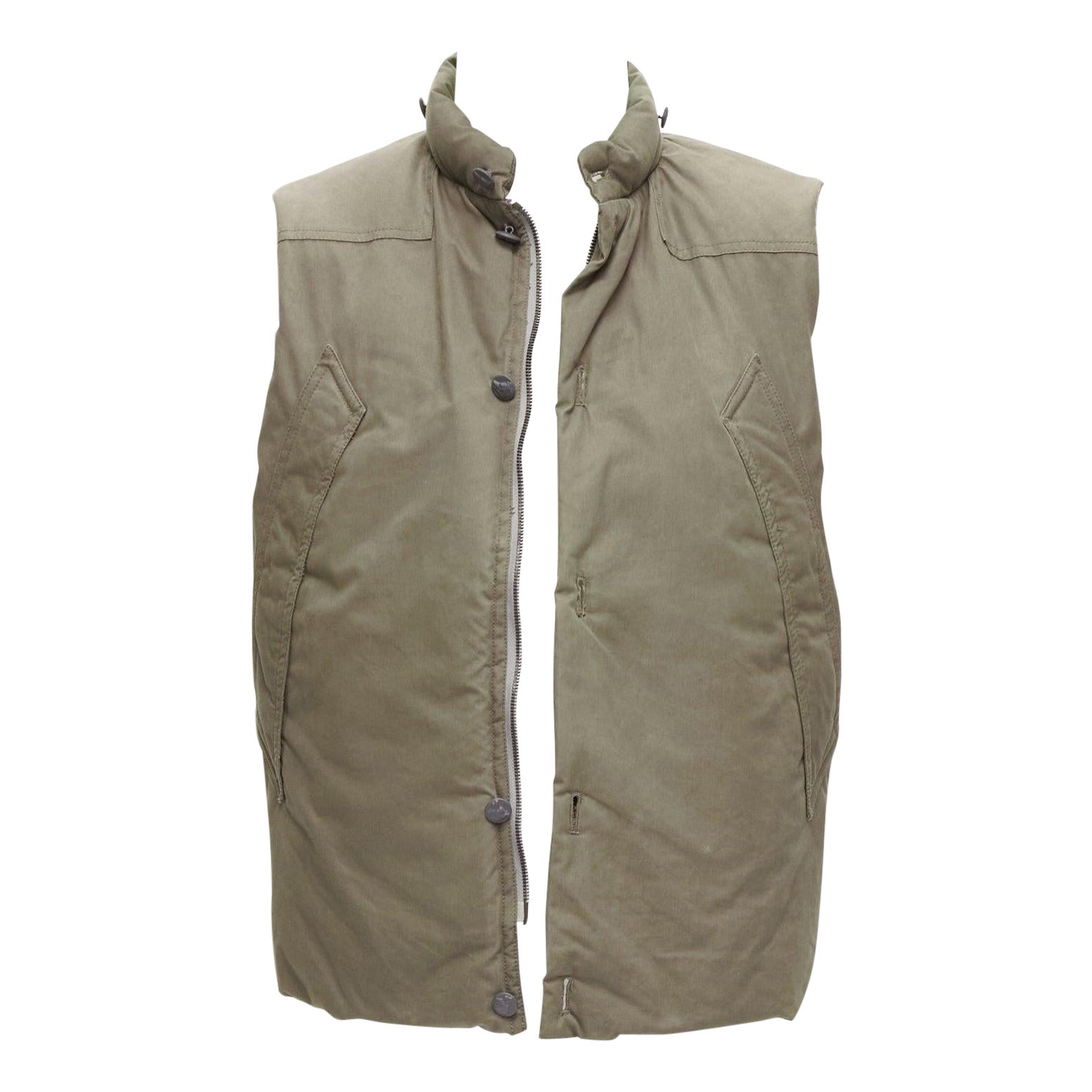 DER SAMMLER khaki weatherproof ventile cotton padded puffer vest jacket EU48 M For Sale