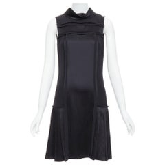OSCAR DE LA RENTA F15 100% silk cotton foldover collar trimmed dress US0 XS