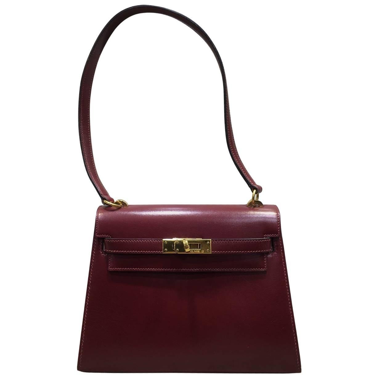 Hermes Mini Kelly Sellier 20cm Box Calf Rough H/Gold Metal