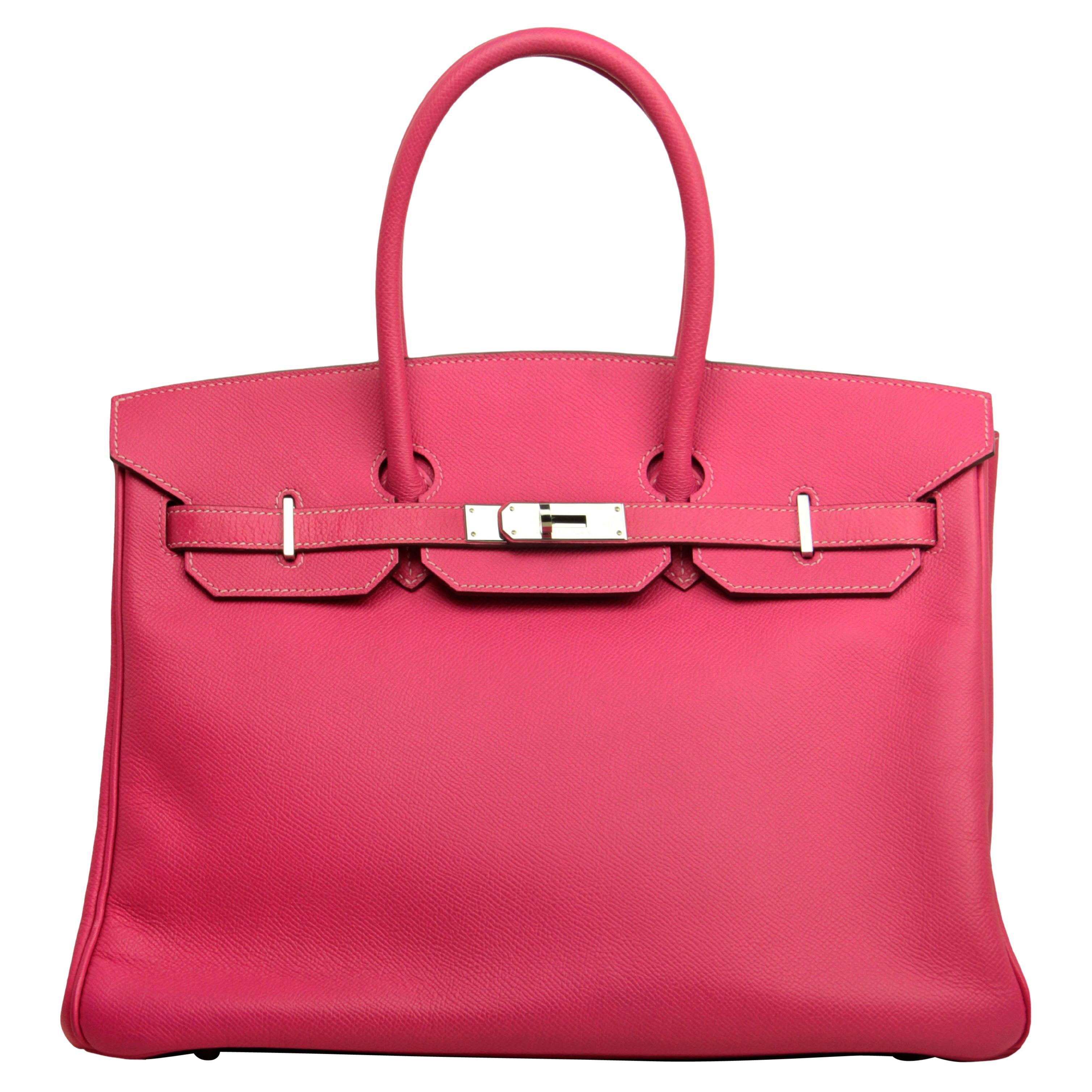 Hermes Rose Tyrien/ Rubis Epsom Leather 35cm Candy Birkin Bag PHW