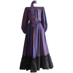 Lanvin Haute Couture silk taffeta off-the-shoulder evening dress, circa 1976