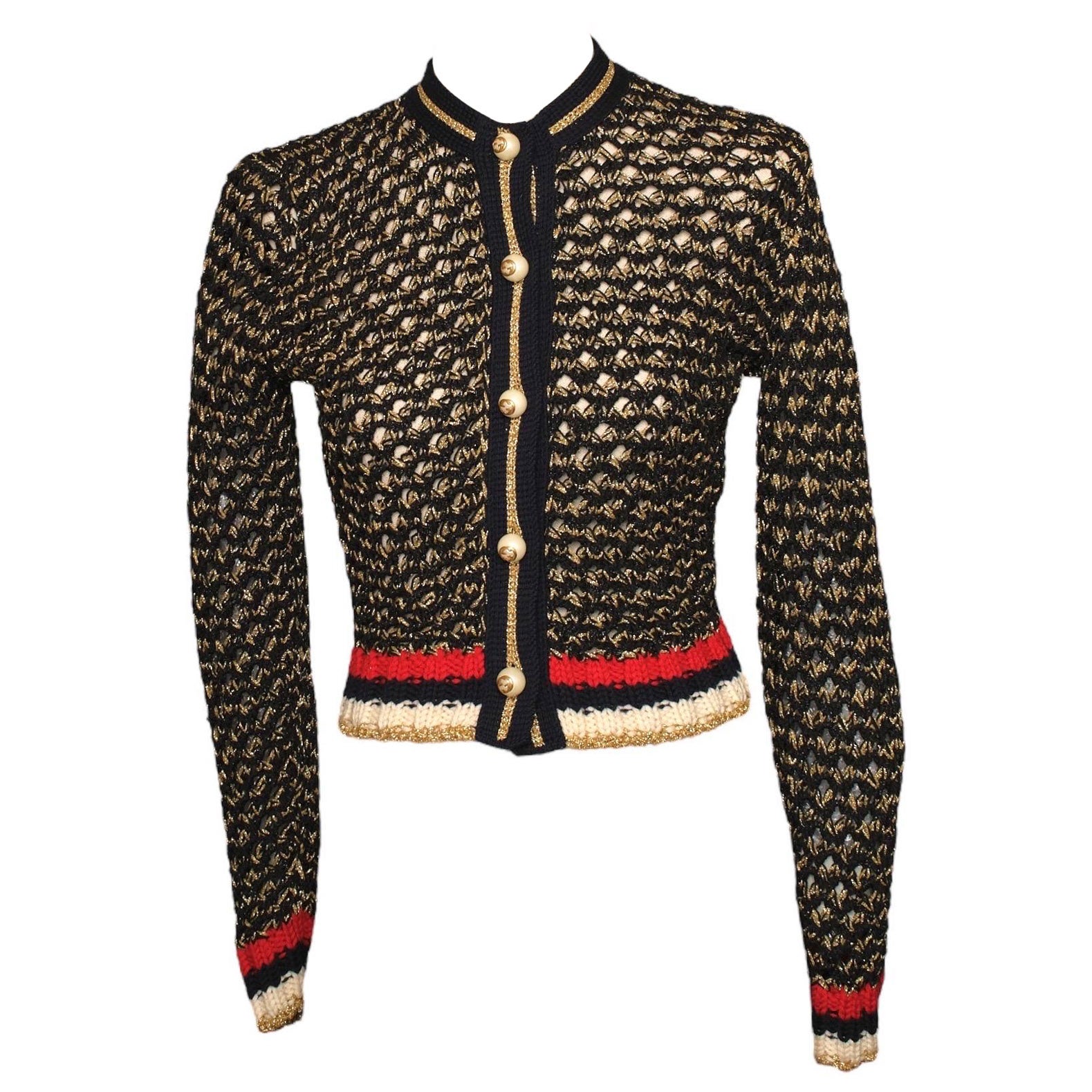 Gucci Strickjacke Fascia Web Nero