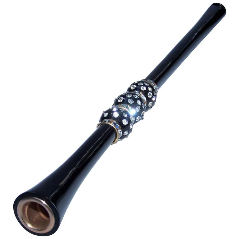 Ultra Glam 1950's Austrian Black Cigarette Holder With Rhinestones at