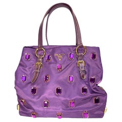Prada purple jewelled nylon tote bag