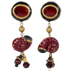 Pendientes colgantes rojos y negros Francoise Montague