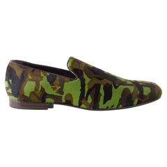 JIMMY CHOO Sloane Green Camouflage Printed Calf Hair Loafer Runway Trend 43/10