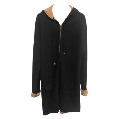 Cardigan lungo in cashmere nero e cammello Chanel