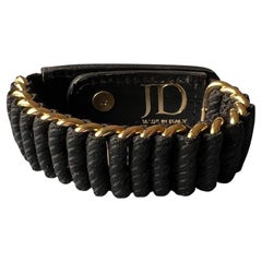 Black fine wool Black Leather Bracelet Calfskin Gold Plated Brass Rings