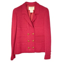 Chaqueta de lana Chanel con cuello burdeos