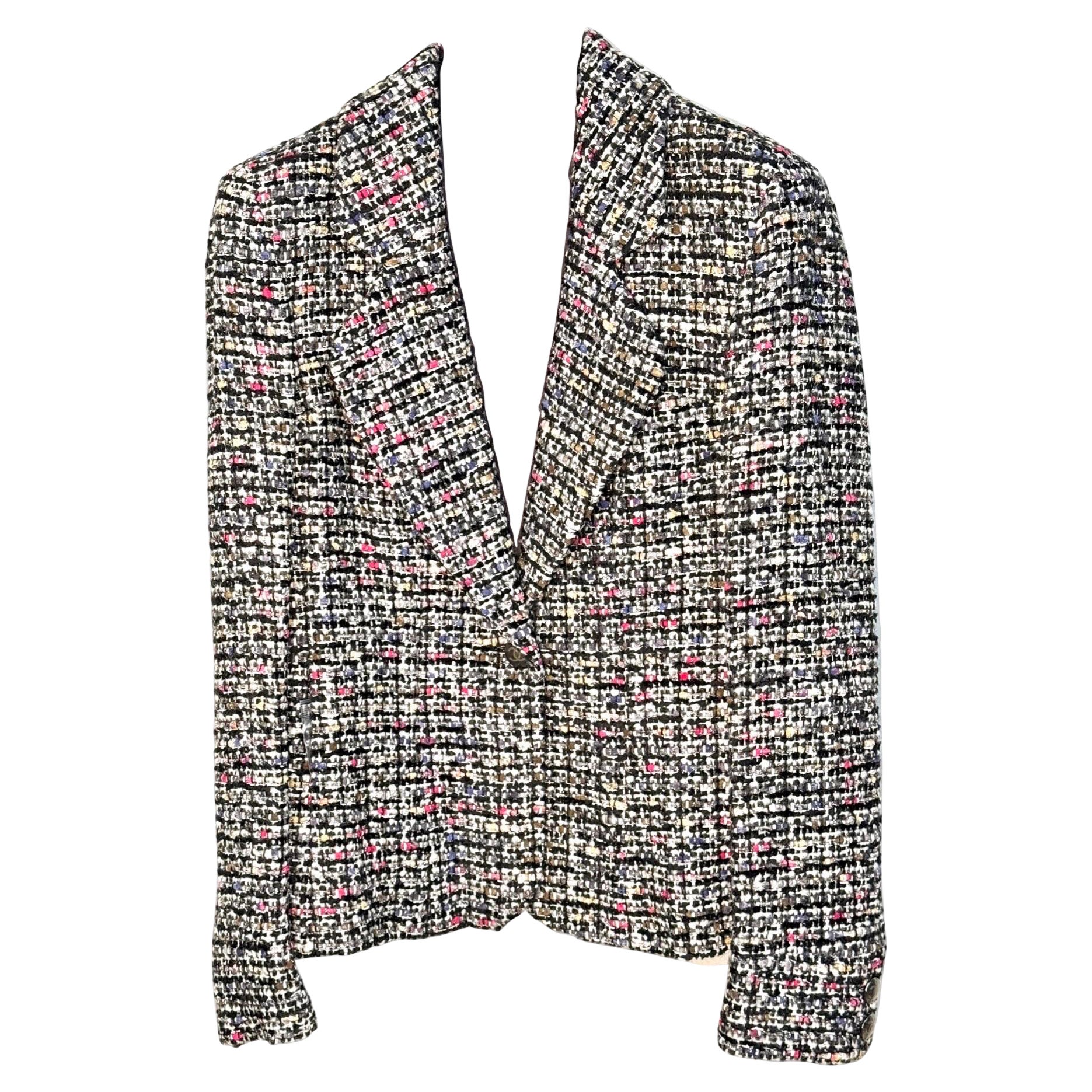 Unworn Chanel multi-coloured tweed classic jacket For Sale