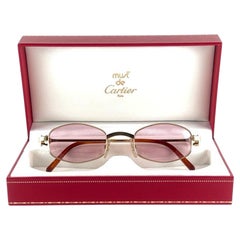 New Vintage Cartier Ginger 48mm Gold Brushed Plated Sunglasses France