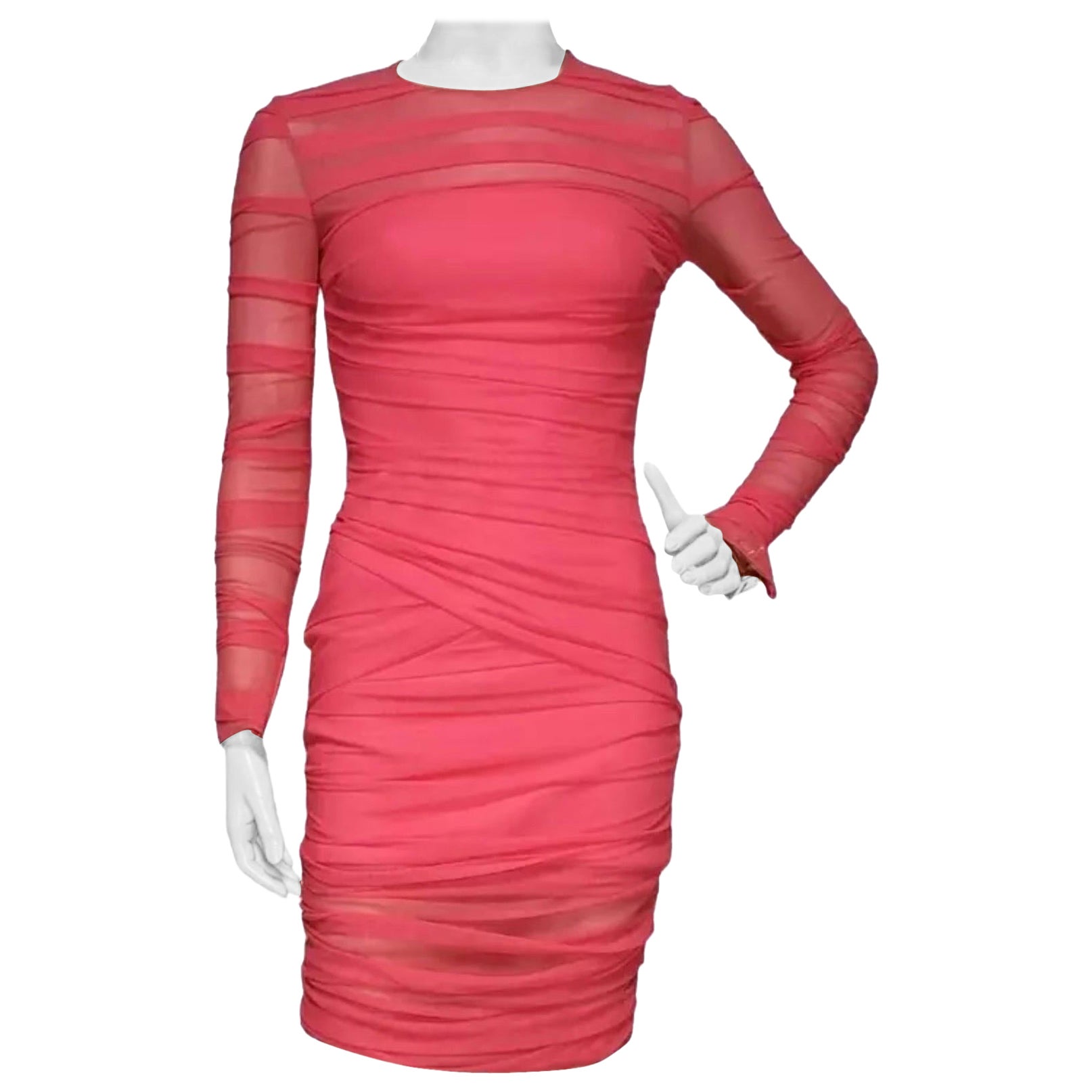 Versace Pink Ruched Tulle Bodycon Dress NWT For Sale