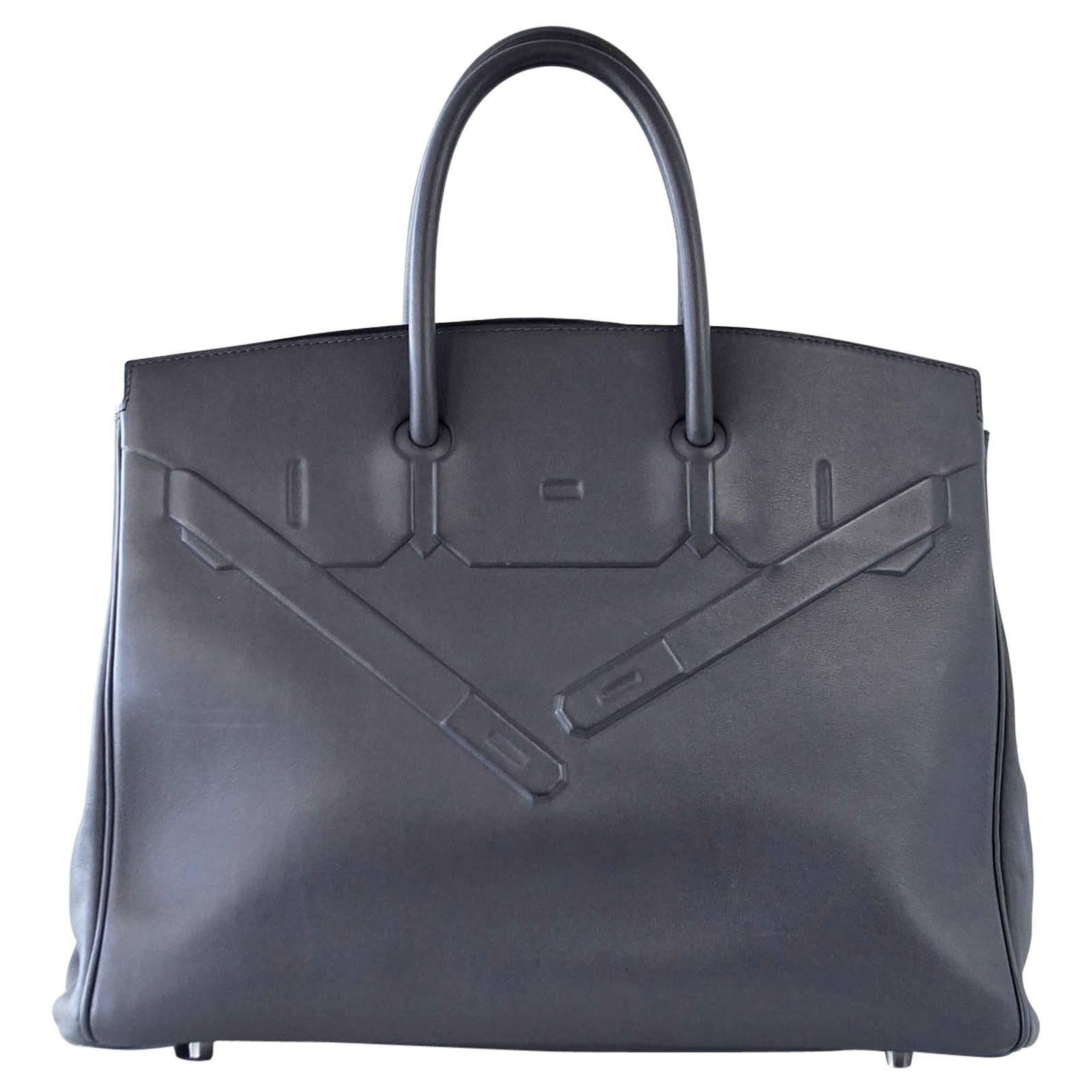 Hermes Shadow Birkin 35 Bag Ardoise Evercalf Leather Limited Edition Rare