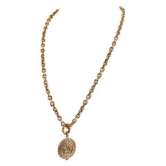 Vintage Chanel Gold Horse and Rider Medallion Necklace