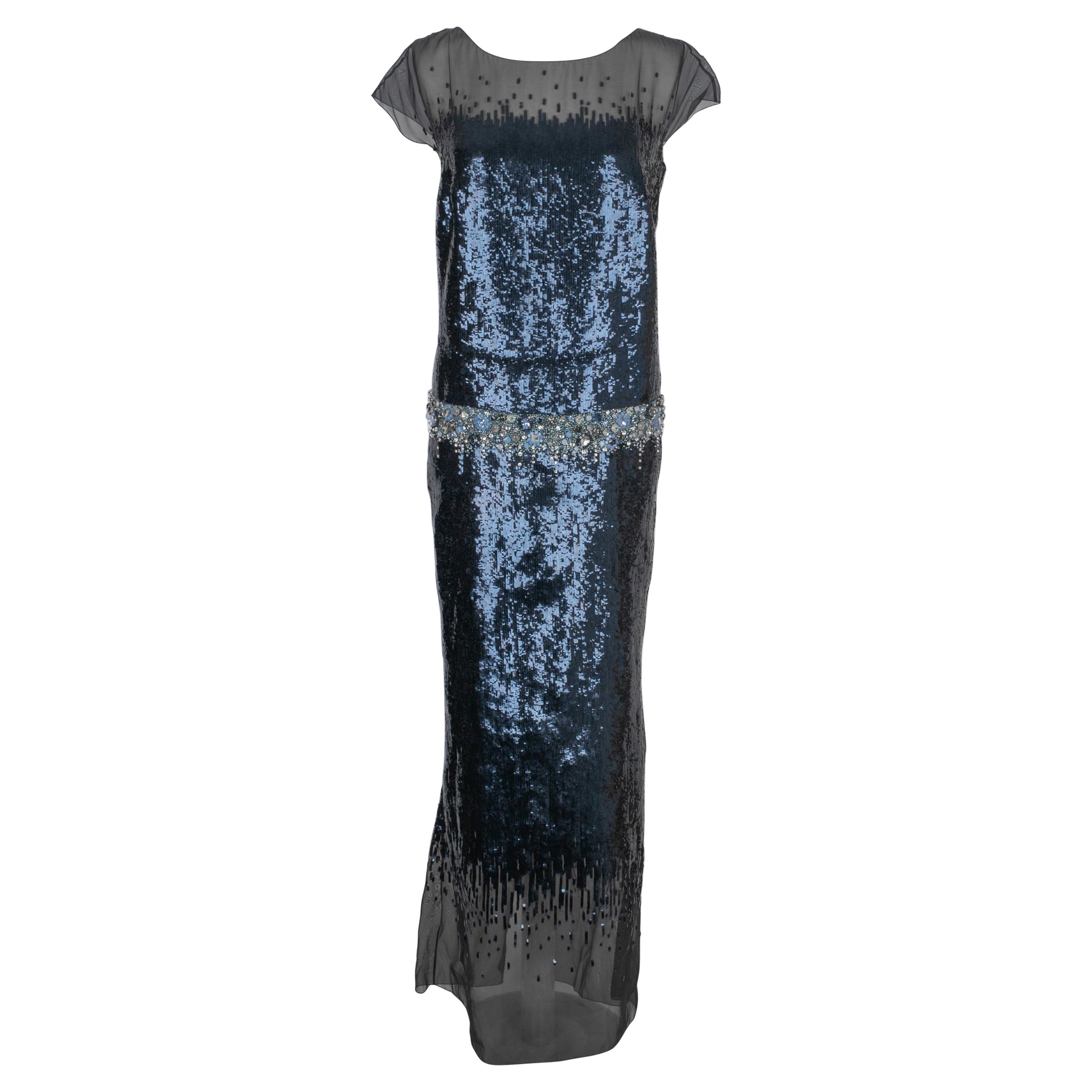 Chanel Evening Dress Haute Couture with Blue Sequins, 2012 For Sale
