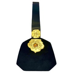 Sechseckige Tasche von Christian Lacroix aus schwarzem Samt und Satin mit Griff